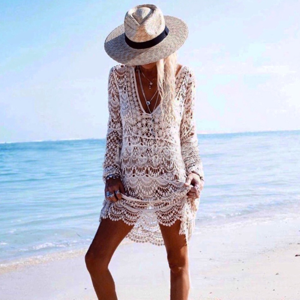 🏝 Beautiful Crochet Scalloped Lace Bikini Cover